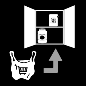ranger les courses dans l'armoire